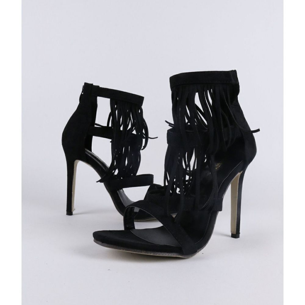 Strappy Fringe Heels 
